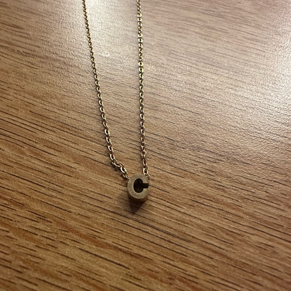 gold “c” necklace